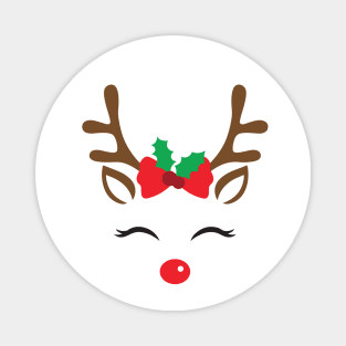 Cute Christmas Reindeer Face Magnet